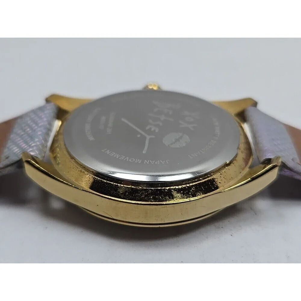 Betsey Johnson Abalone Dial Crystals Iridescent Purple Womens Watch New Battery
